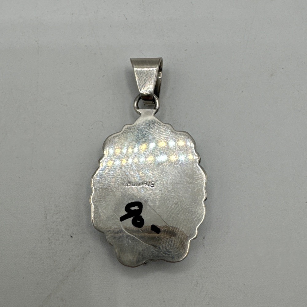 Vintage Southwestern Pendant Necklace Turquoise Sterling Silver Weighs 6.33g - Picture 3 of 5